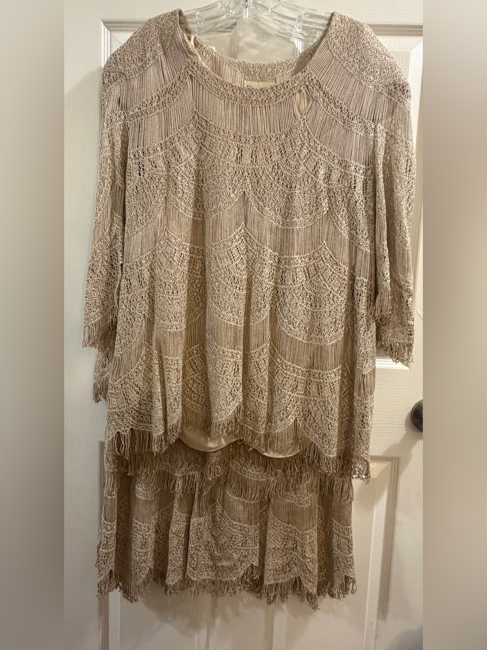 Damianou 1X Metallic Gold Lace Two-Piece Set